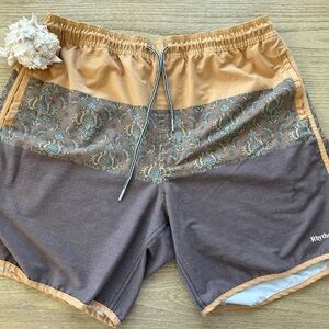 Rhythm. Men's Paisley Swim Shorts - Brown and Tan